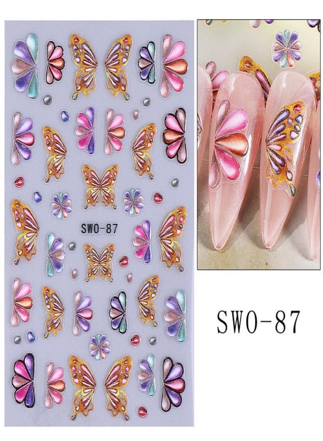 Sevgob Summer Nail Art Stickers 5D Embossed Ice Cream Cone Nail Stickers 3D Self-Adhesive Lollipop Nail Decals Gold Butterfly Nail Designs Fruit Flower Nail Art Decoration for Women Girls Manicure 3 Sheets - Image 4